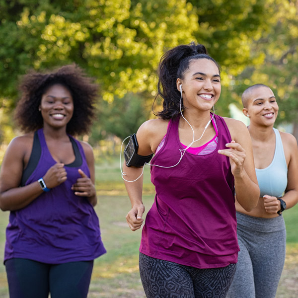 woman running together